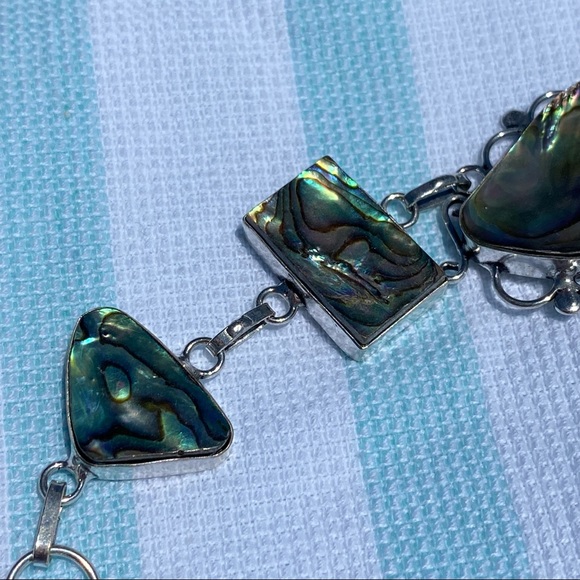 Stunning Abalone statement 5 gem cluster bracelet - Picture 7 of 10